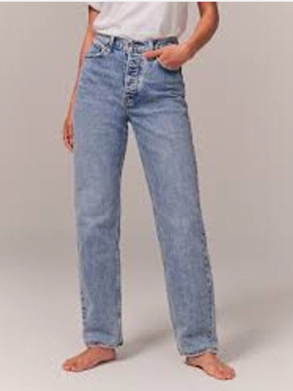 Abercrombie & Fitch High-Rise Button-Fly Straight Jeans